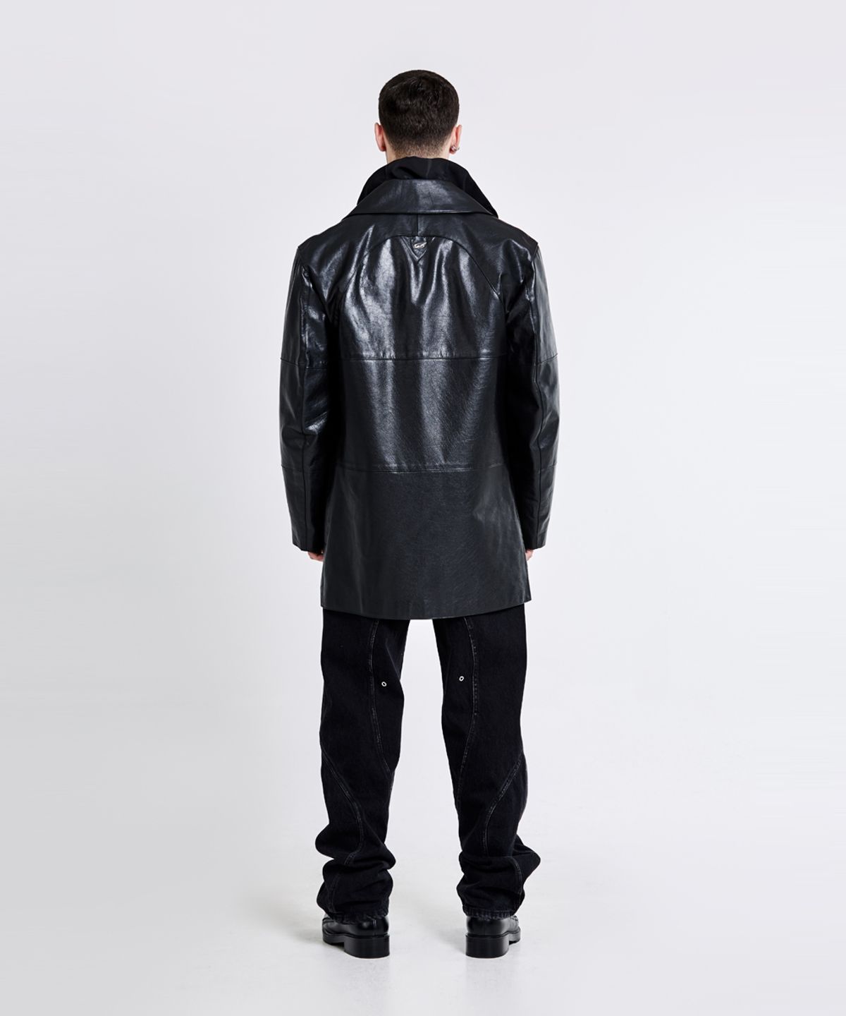 51퍼센트(51PERCENT) Double-breasted leather trench Jacket - Black