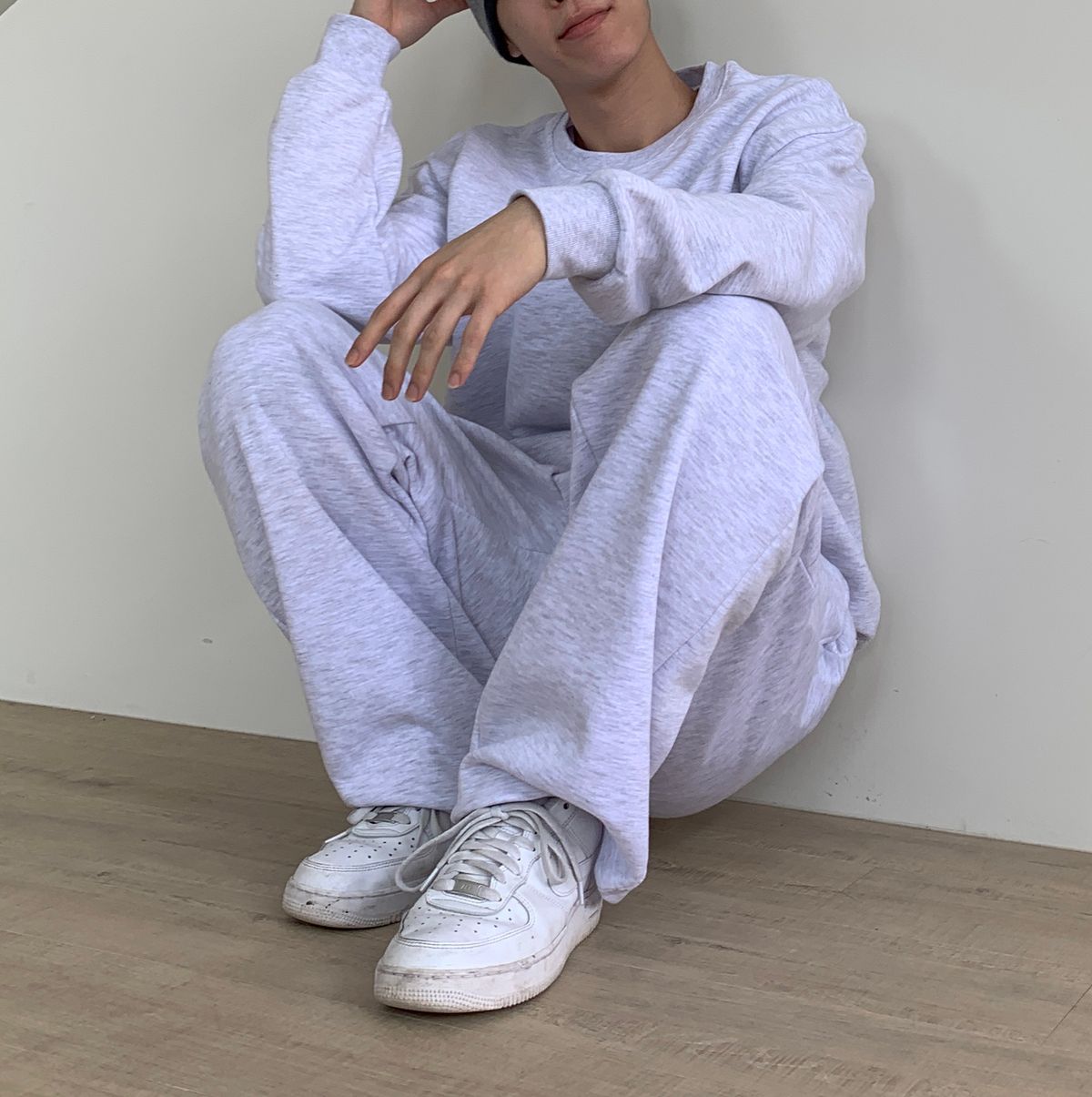락트개러지(ROCKED GARAGE) [UNISEX] 핀턱 스웨트 무지 와이드 팬츠