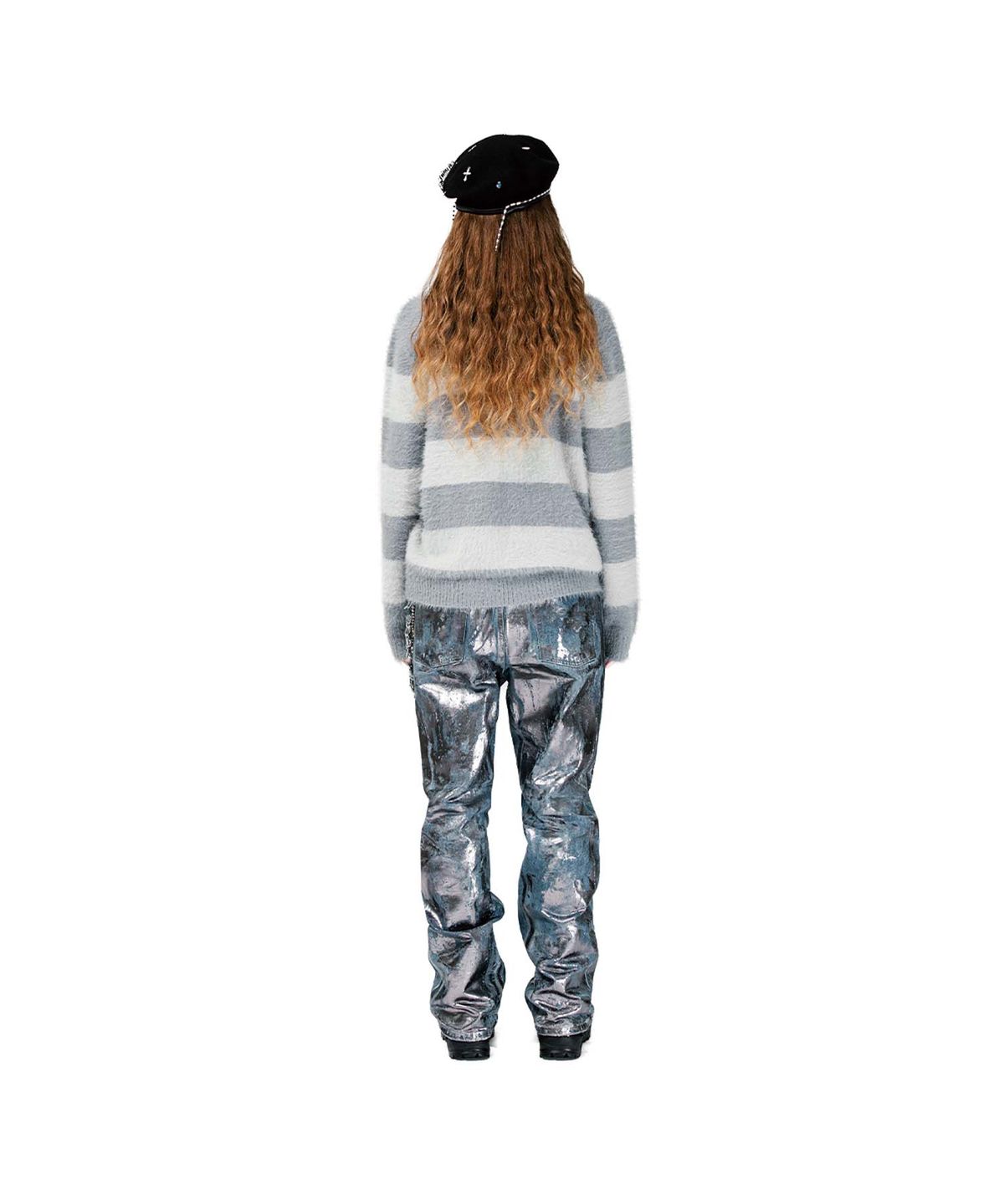 조거쉬(JOEGUSH) Fluffy Striped Mohair Knit (Grey/Ash Mint)