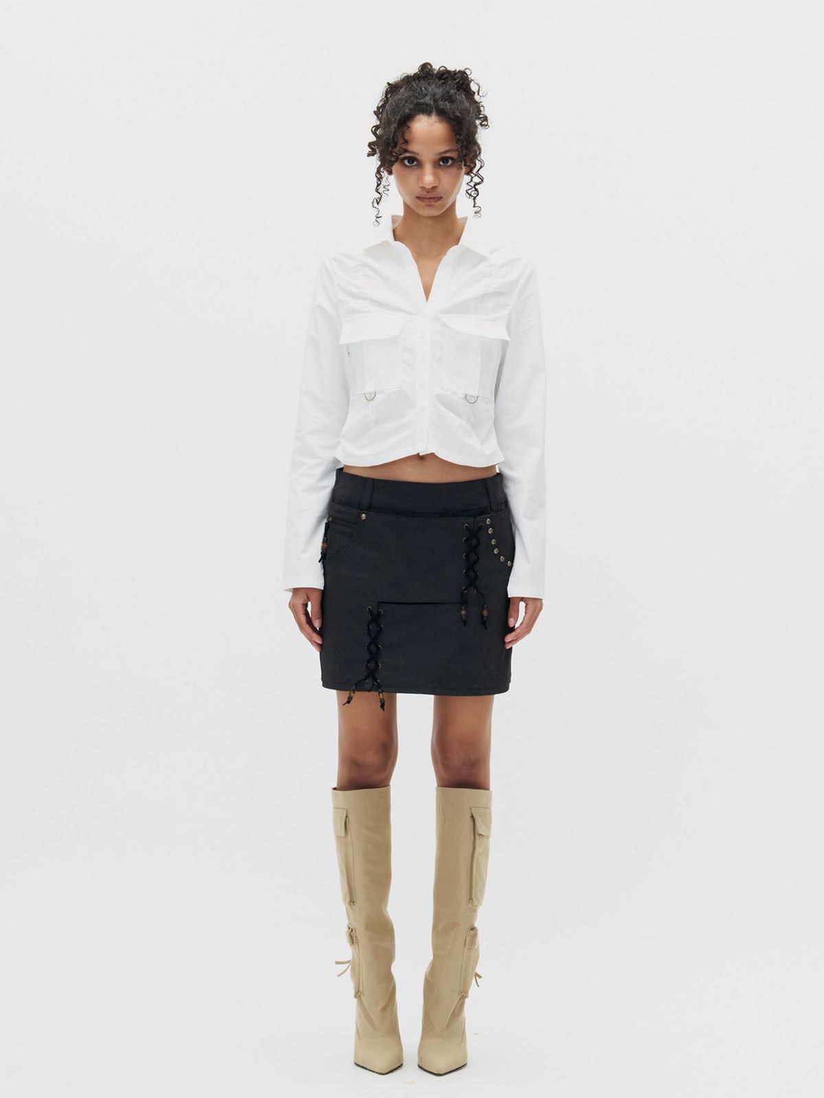 쎄쎄쎄(SETSETSET) SHIRRING CARGO SHIRT WHITE