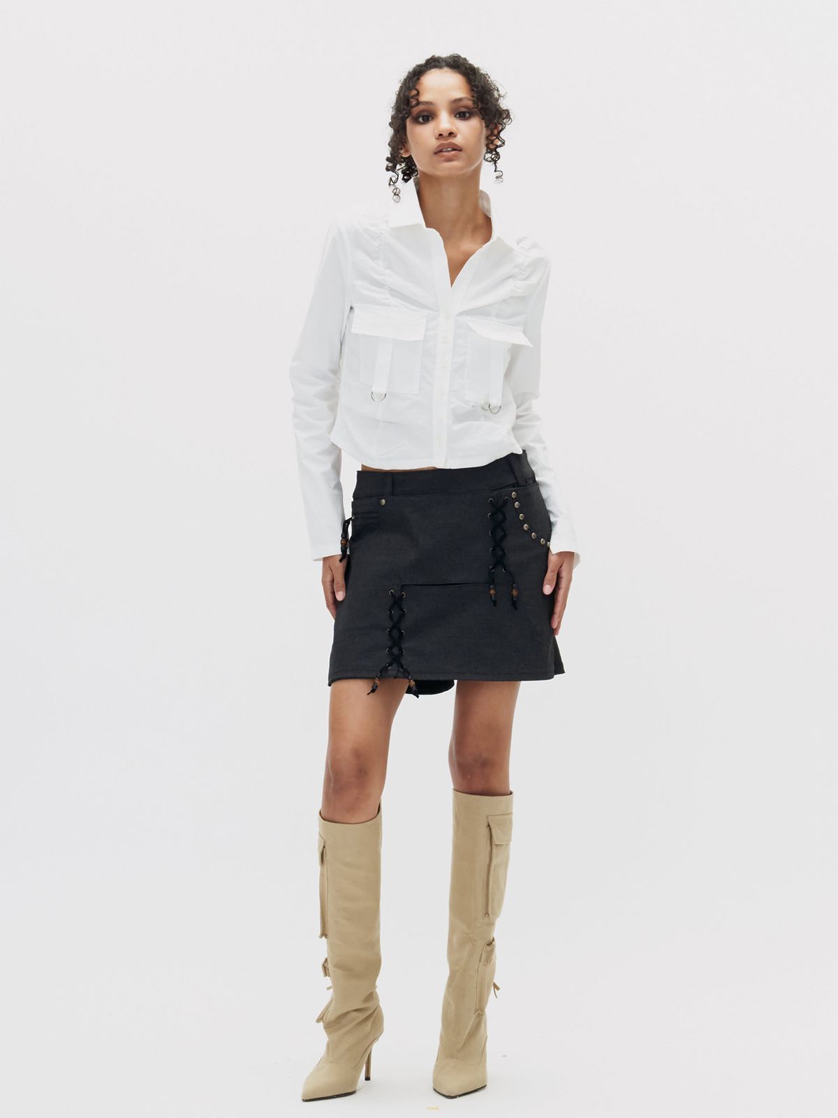 쎄쎄쎄(SETSETSET) SHIRRING CARGO SHIRT WHITE