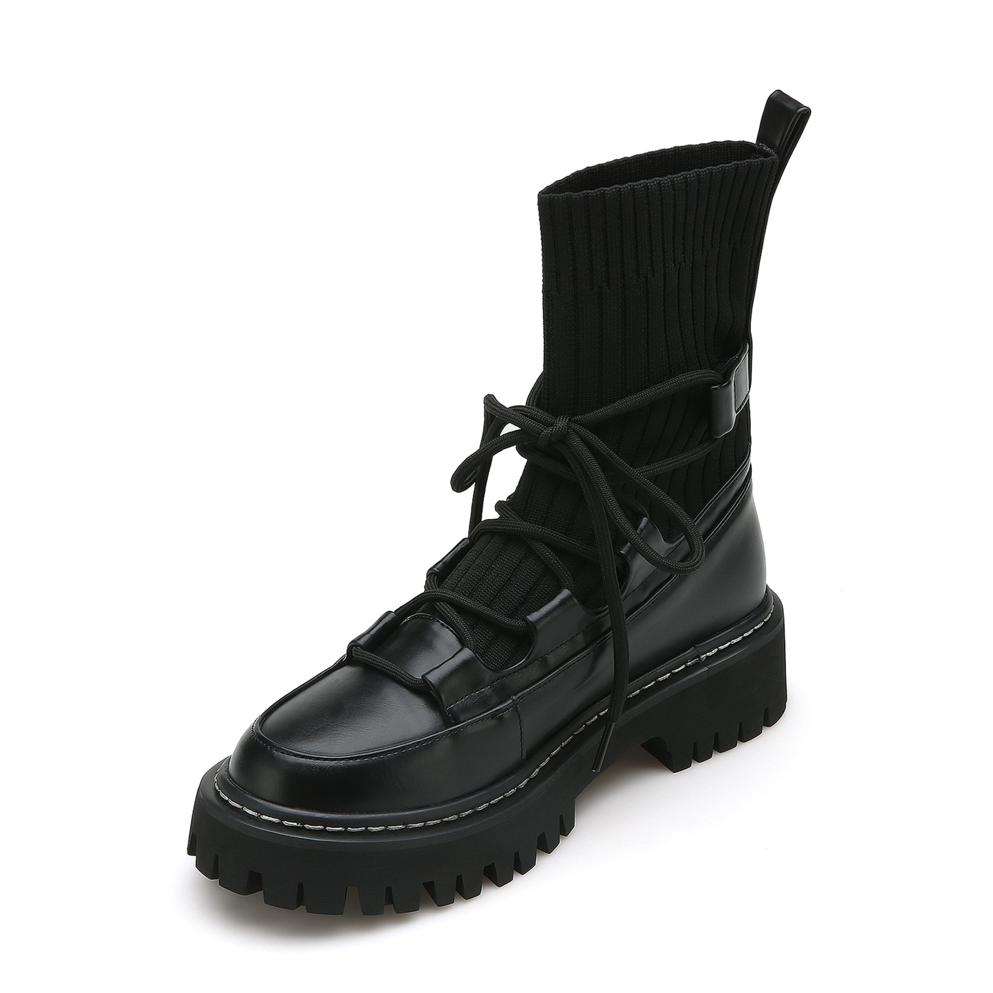 ●SALT&CHOCOLATE● Ankle boots 412346016 (4cm/2色) MUSINSA公式 | SALT AND CHOCOLATE Lace-up chunky sole knit