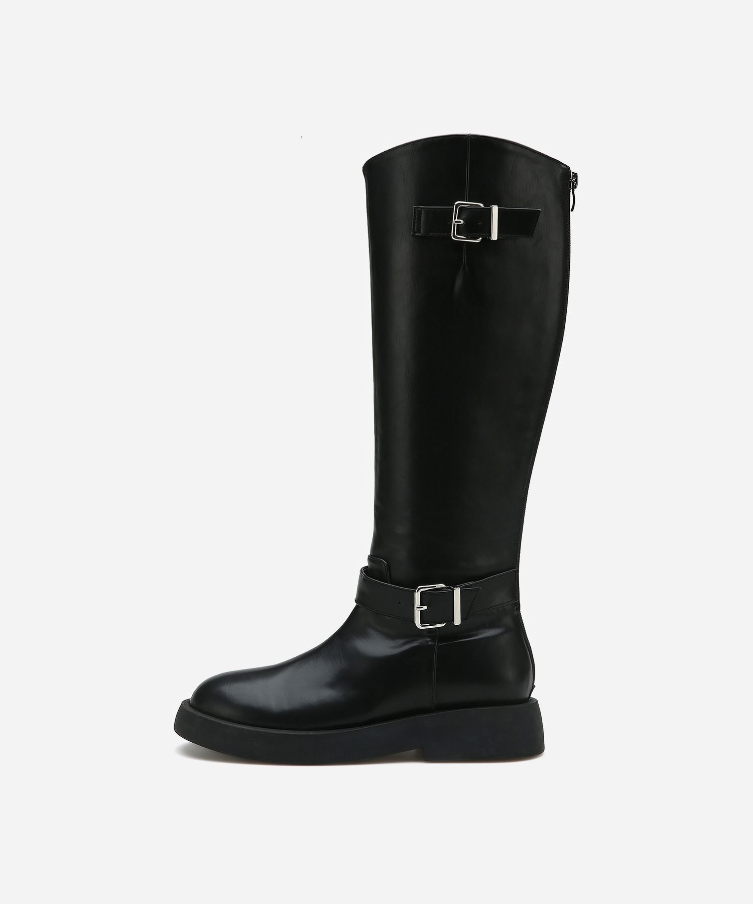 MUSINSA | SALT AND CHOCOLATE Round toe rider flat long boots