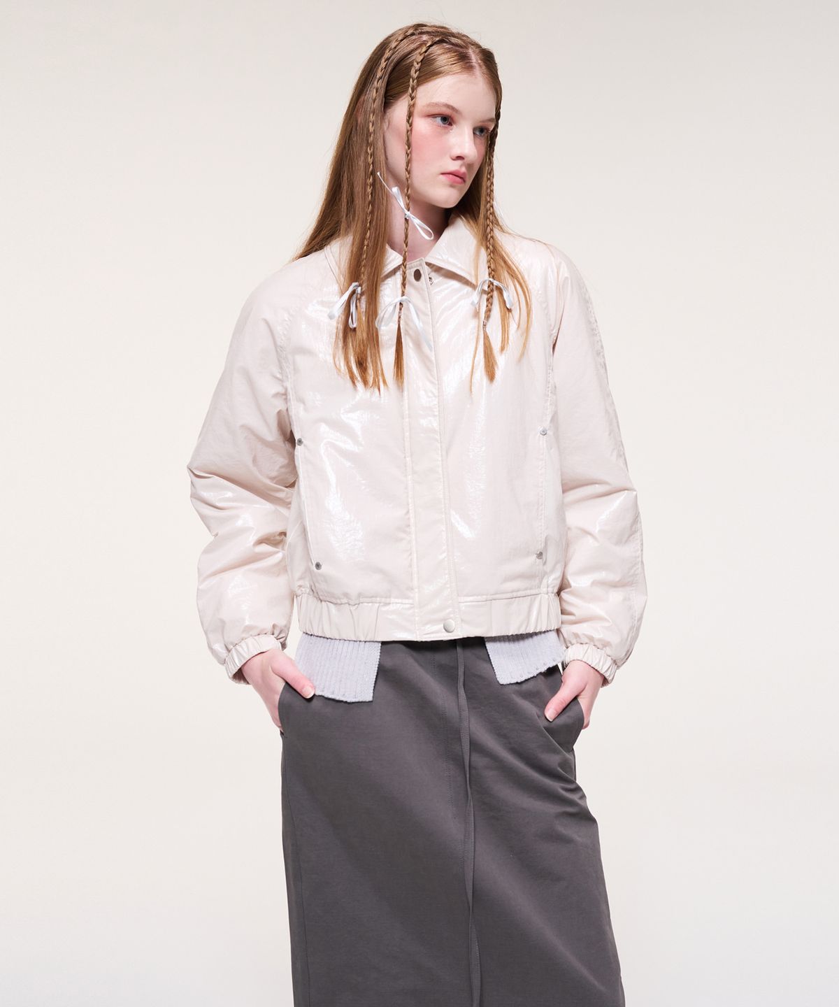 에트몽(ETMON) Coating Bomber Jacket, Cream