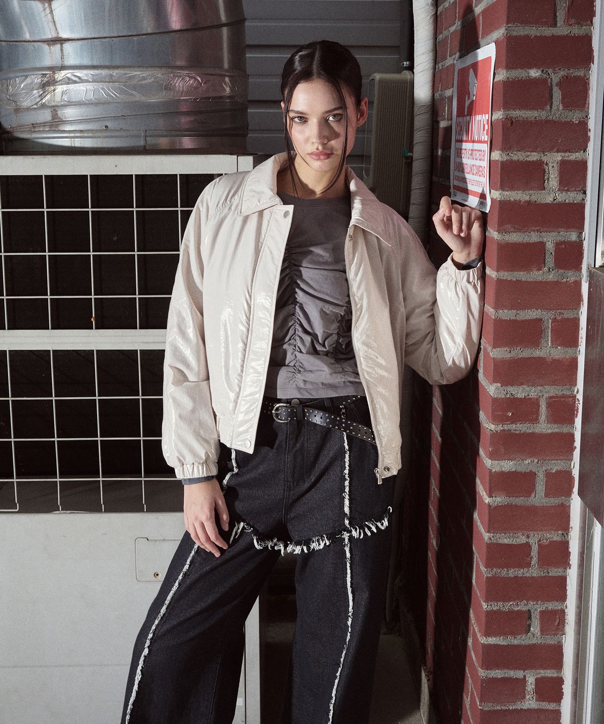 에트몽(ETMON) Coating Bomber Jacket, Cream