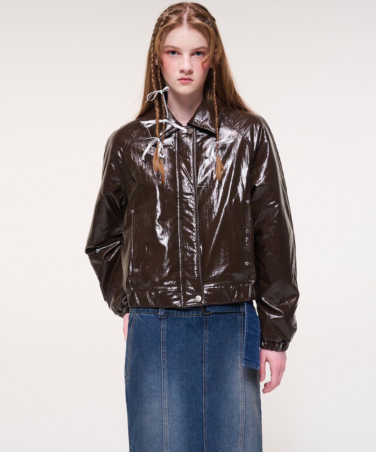 에트몽(ETMON) Coating Bomber Jacket, Brown