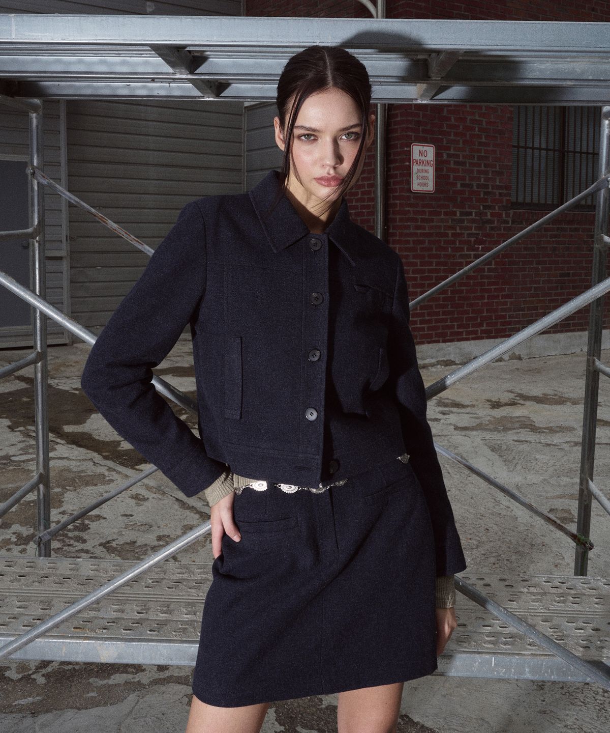 에트몽(ETMON) Collar Classic Jacket, Navy