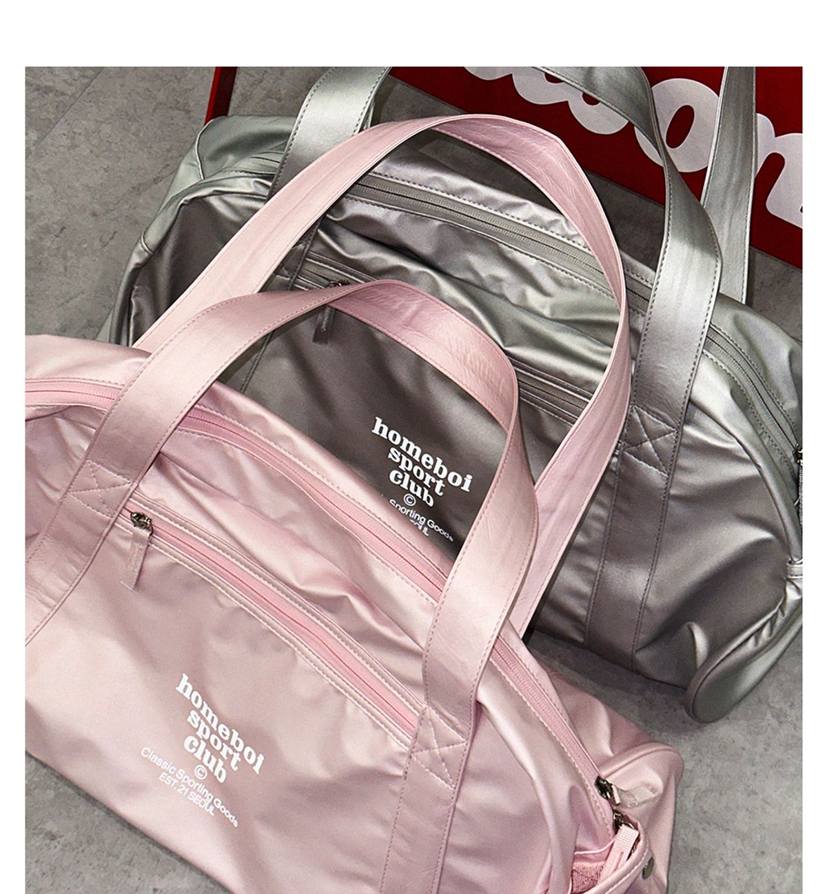 홈보이스포츠클럽(HOMEBOI SPORT CLUB) GymBag(스포츠짐백) - glossy L.Pink
