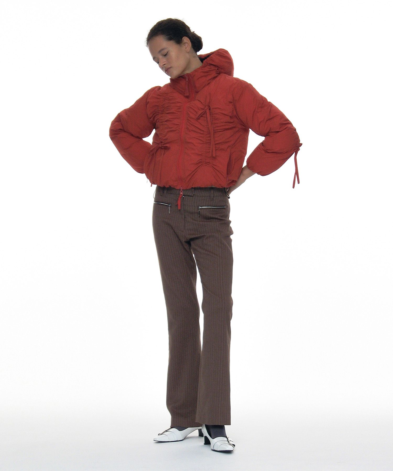 ●PARTIMENTO●REVERSIBLE SHIRRING HOODED PUFFER JACKET 人気 ○PARTIMENTO○REVERSIBLE SHIRRING HOODED PUFFER JACKET 人気