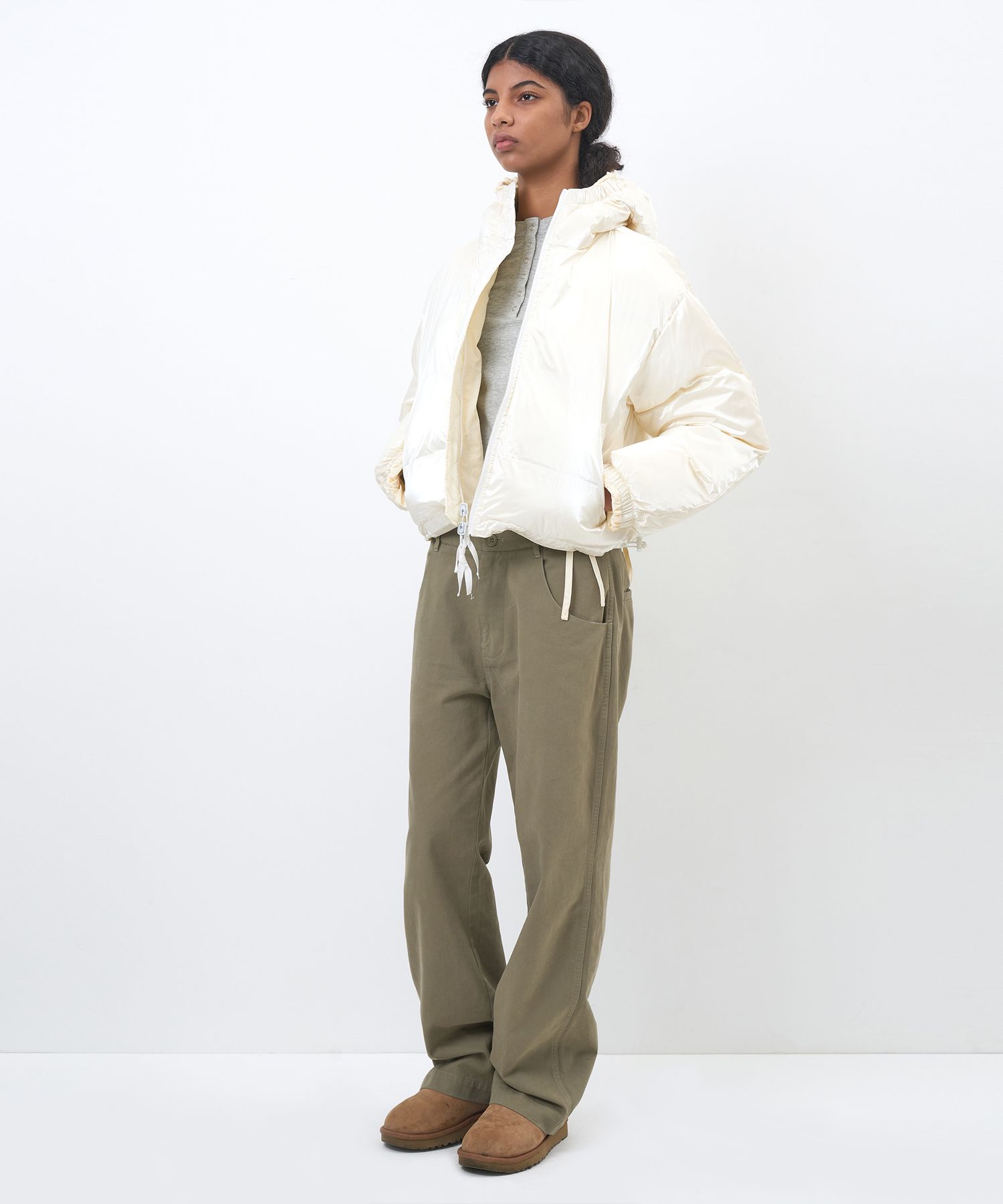 MUSINSA | PARTIMENTO WOMEN Reversible shirring hooded puffer
