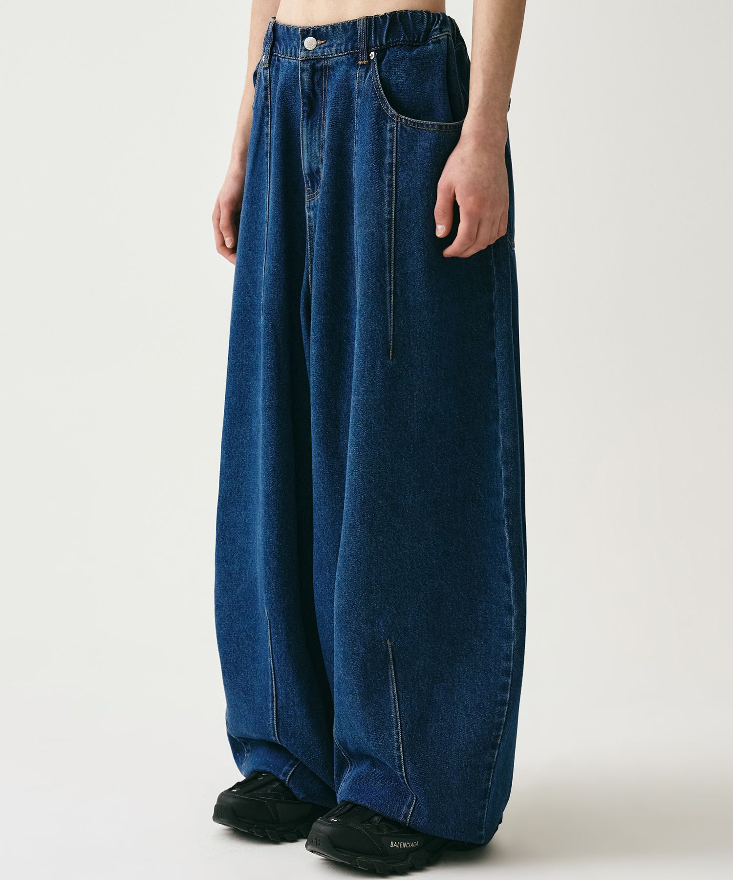 【INCHANT ME】[unisex] Dart Dying Wide Denim Pants INCHANT ME】[unisex] Dart Dying Wide Denim Pants (INCHANT ME