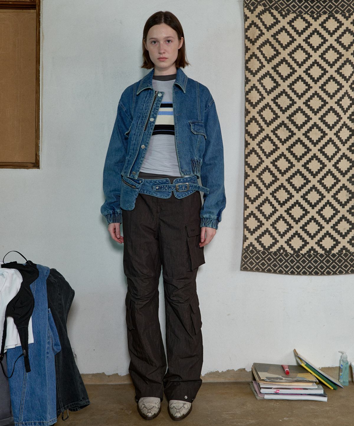 아옵트(AOPT) DENIM POCKET BELT - BLUE