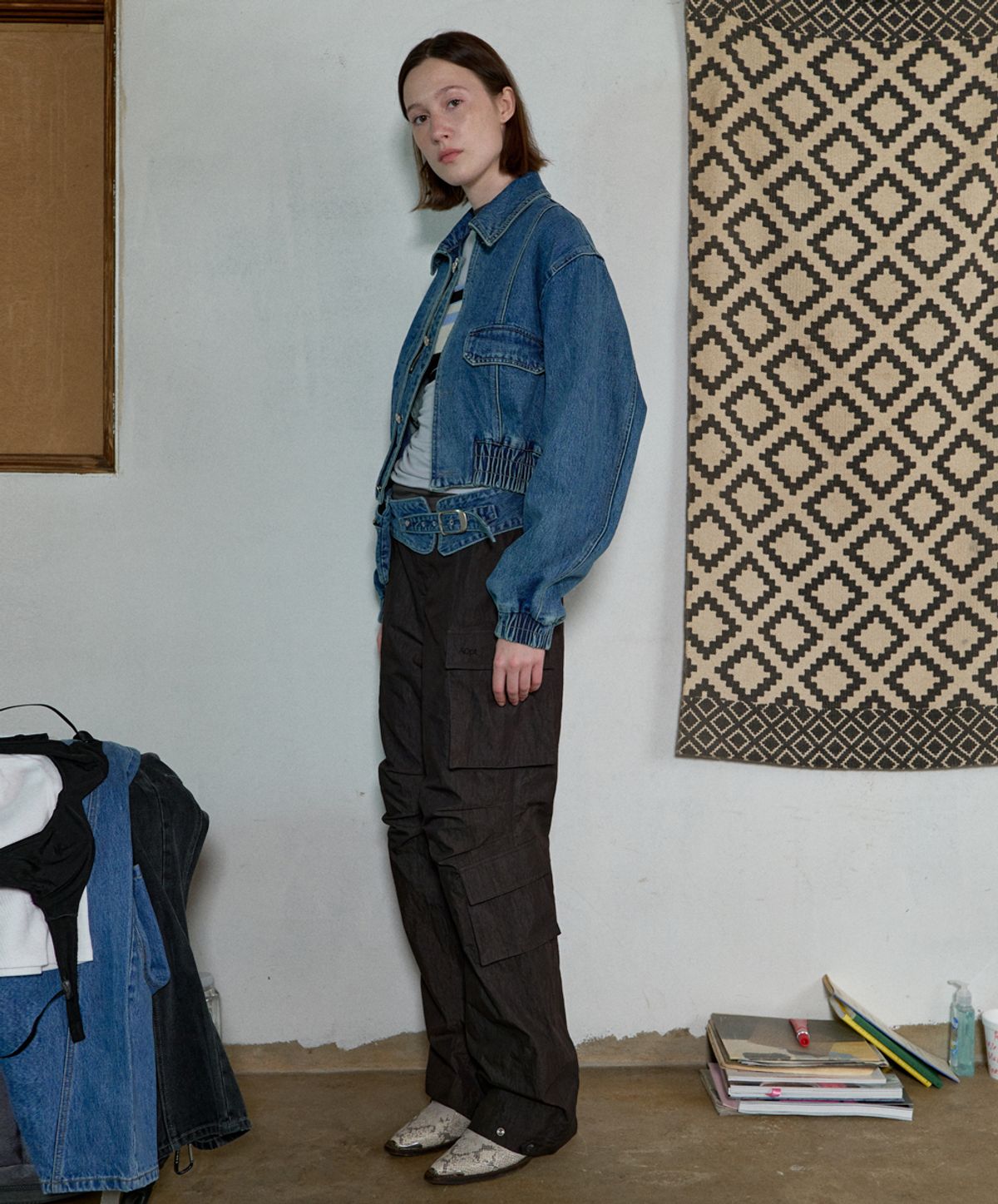 아옵트(AOPT) DENIM POCKET BELT - BLUE
