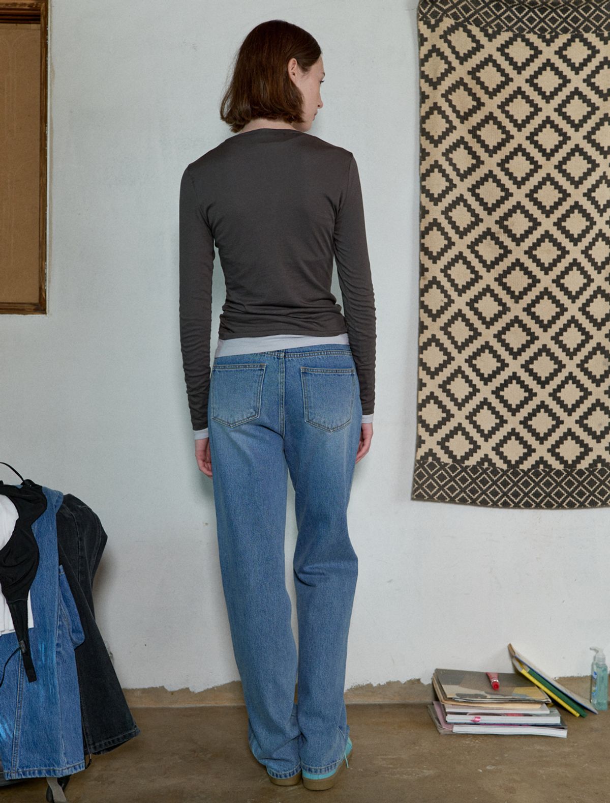 아옵트(AOPT) STRAIGHT FIT JEANS - BLUE