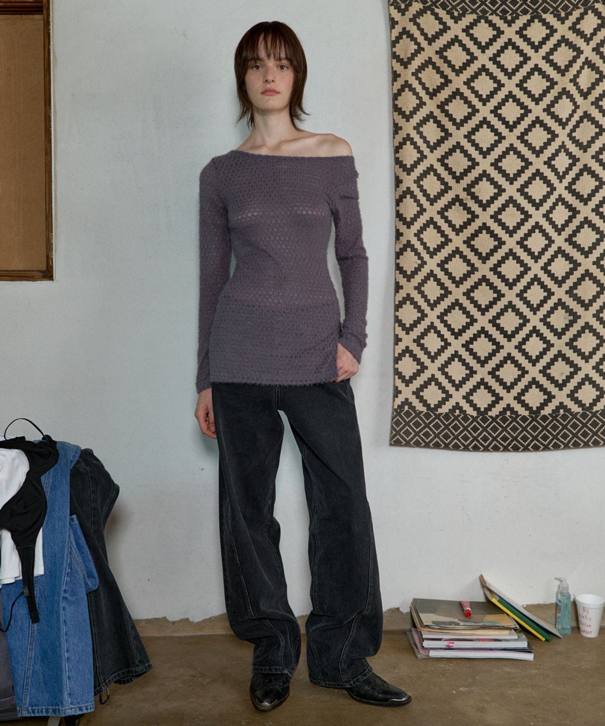 아옵트(AOPT) TWO WAY LONG SLEEVE TOP - ASPHALT