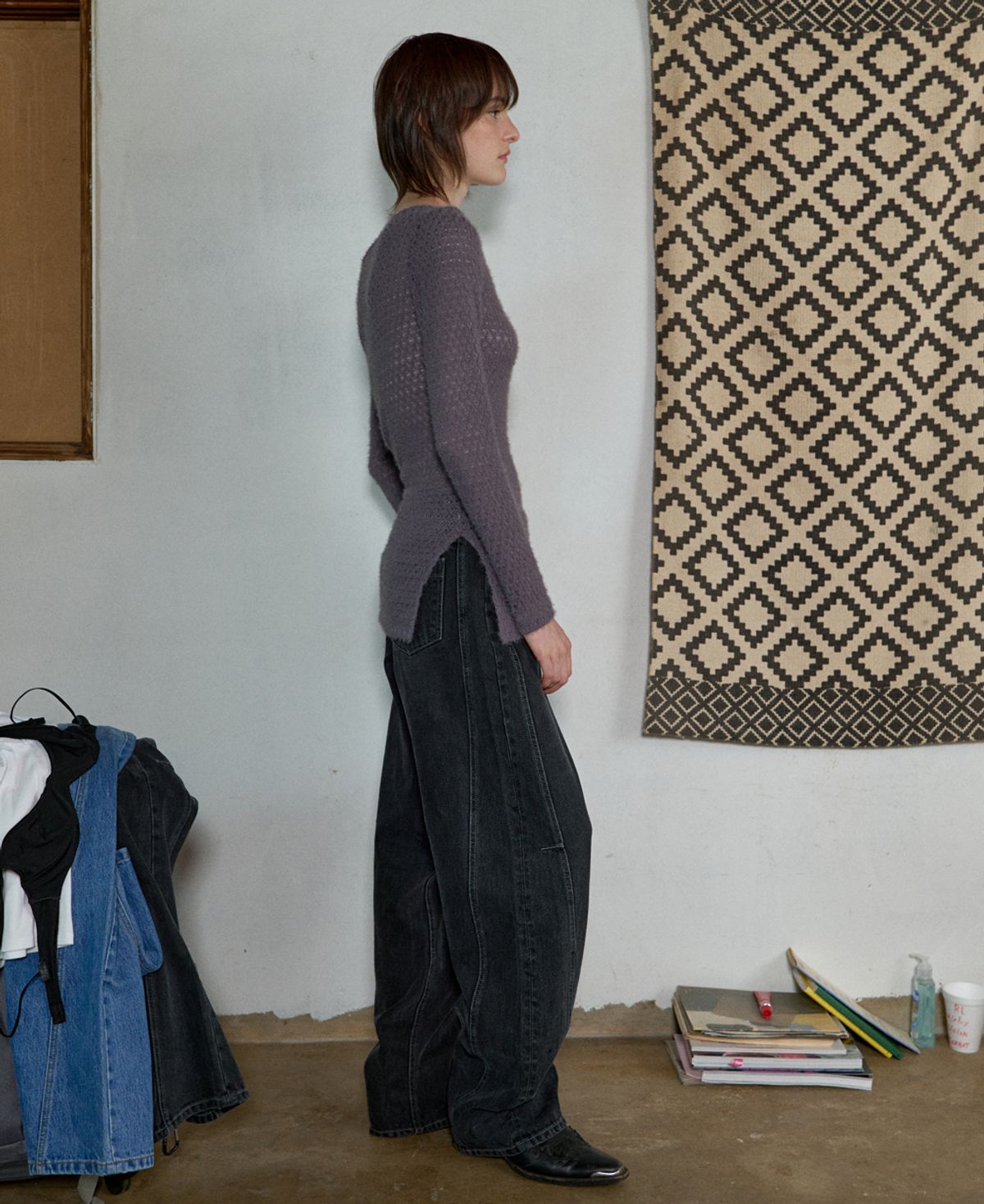 아옵트(AOPT) TWO WAY LONG SLEEVE TOP - ASPHALT