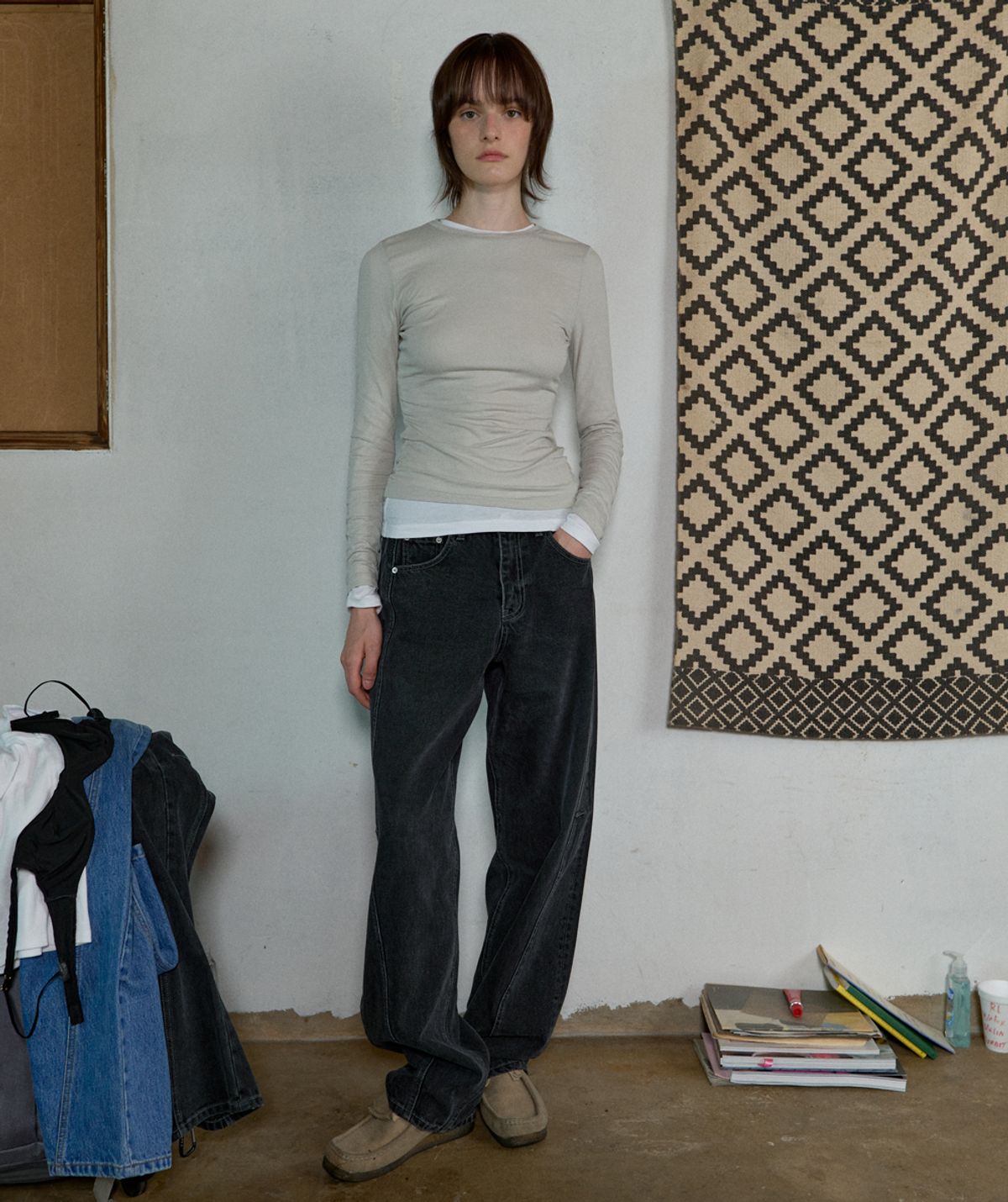 아옵트(AOPT) LAYERED LONG SLEEVE T-SHIRT - LIGHT SAGE