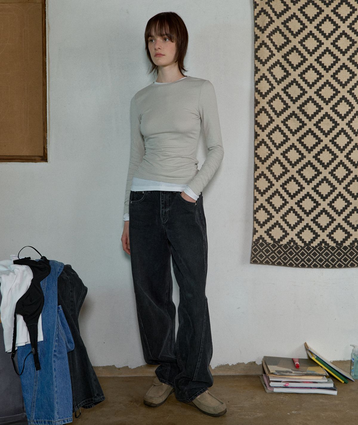 아옵트(AOPT) LAYERED LONG SLEEVE T-SHIRT - LIGHT SAGE