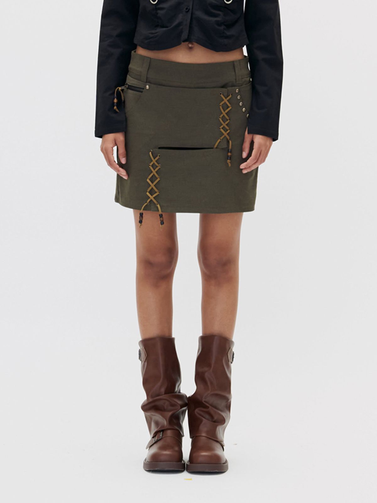 쎄쎄쎄(SETSETSET) CROSSOVER BOHEMIAN SKIRT PANTS KHAKI