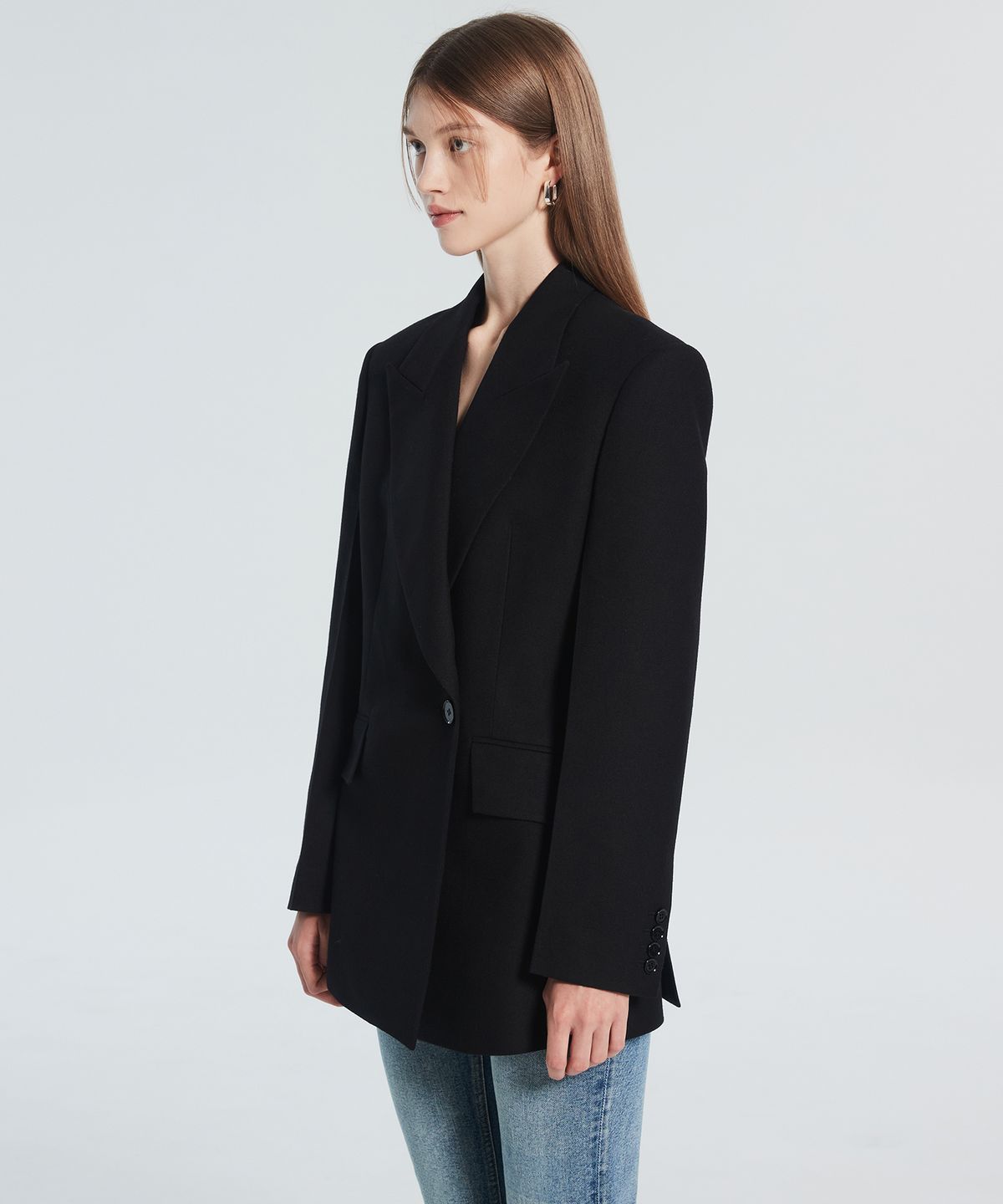 라클레르(RACLEUR) 울 블렌디드 더블 브레스티드 자켓 [BLACK]