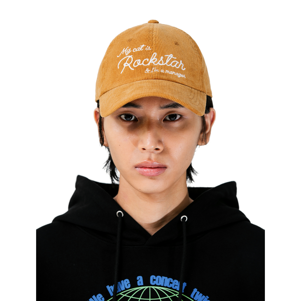 조거쉬(JOEGUSH) Cursive Handwriting Corduroy cap (Camel Brown)