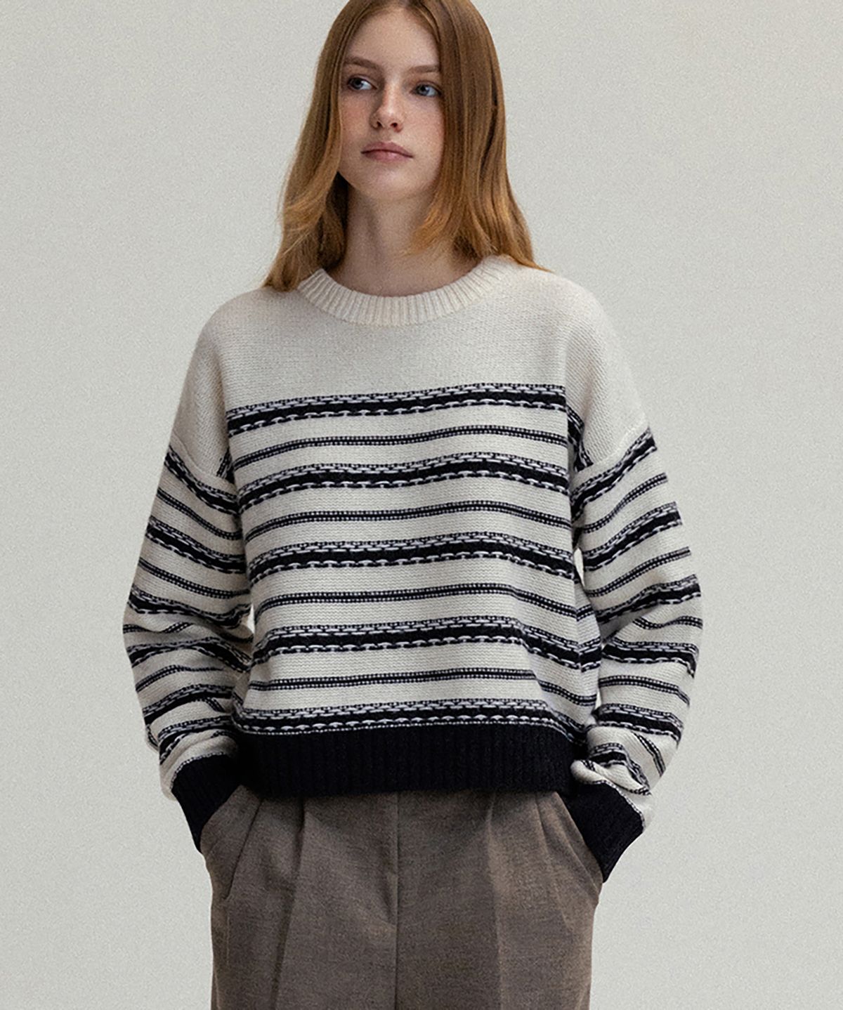 앤니즈(ANDNEEDS) Line wool knit (ivory)