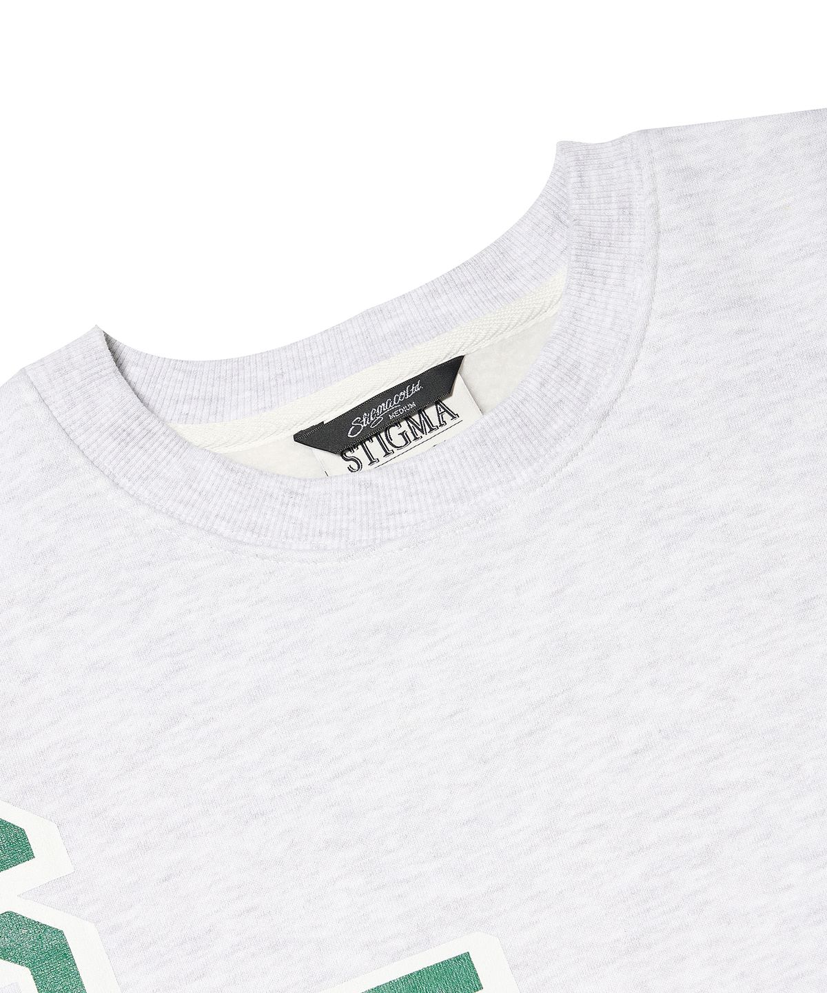 스티그마(STIGMA) COLLEGE OVERSIZED CREWNECK WHITE MELANGE