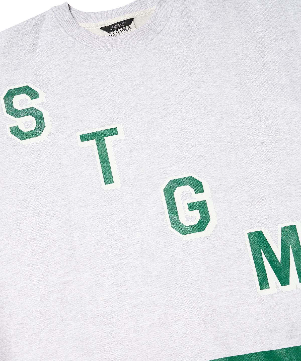 스티그마(STIGMA) COLLEGE OVERSIZED CREWNECK WHITE MELANGE