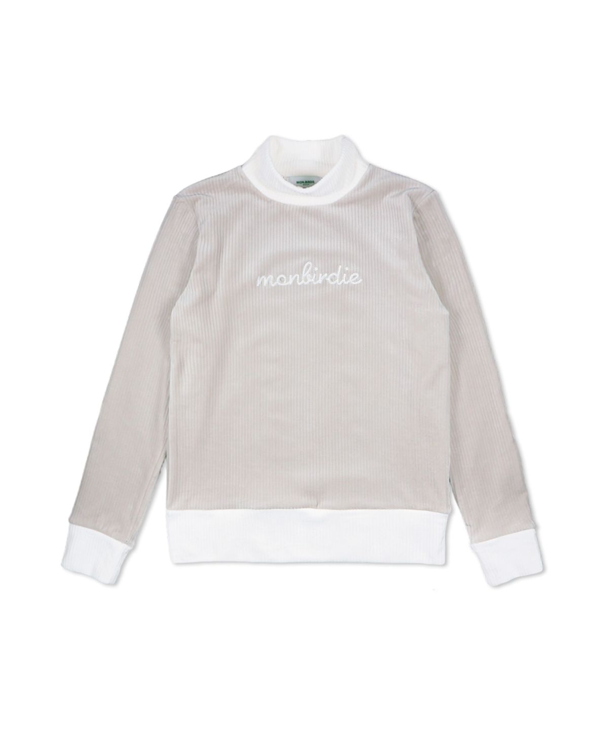 몽버디 골프(MONBIRDIE GOLF) SOFT VELVET STRETCH 벨벳 골지 모크넥 기모 티셔츠 _BEIGE