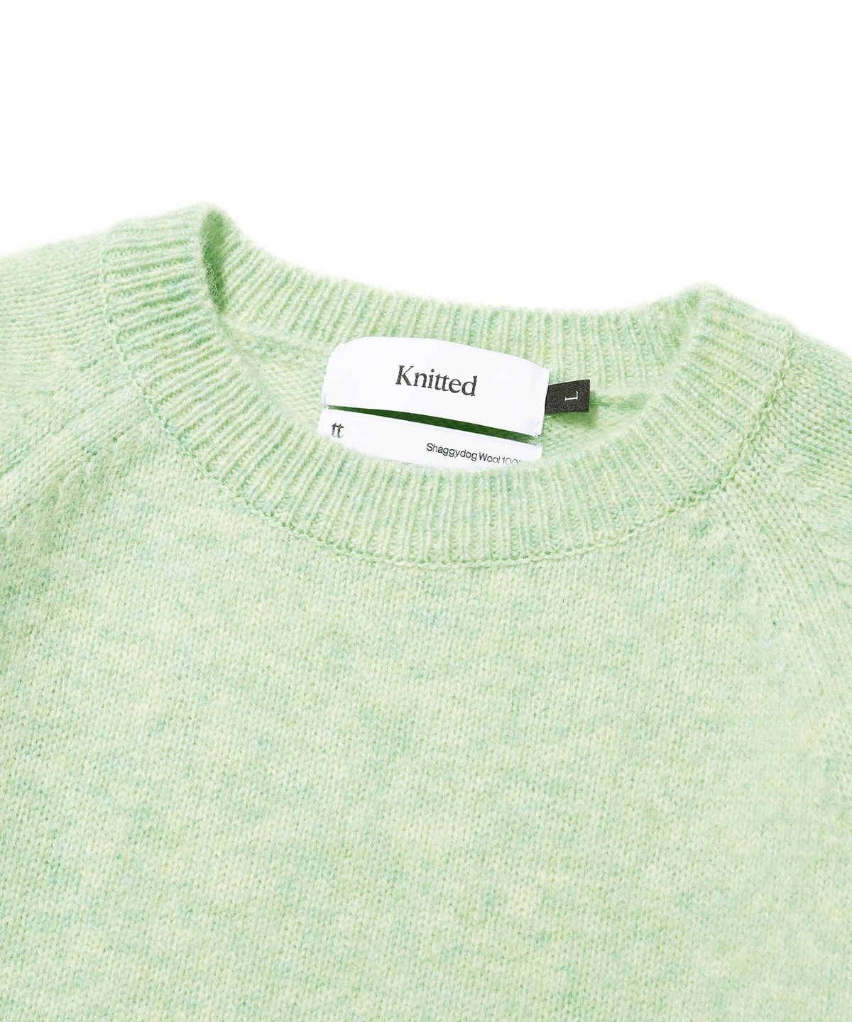 니티드(KNITTED) 쉐기독 울 100% 라운드 니트 MINT