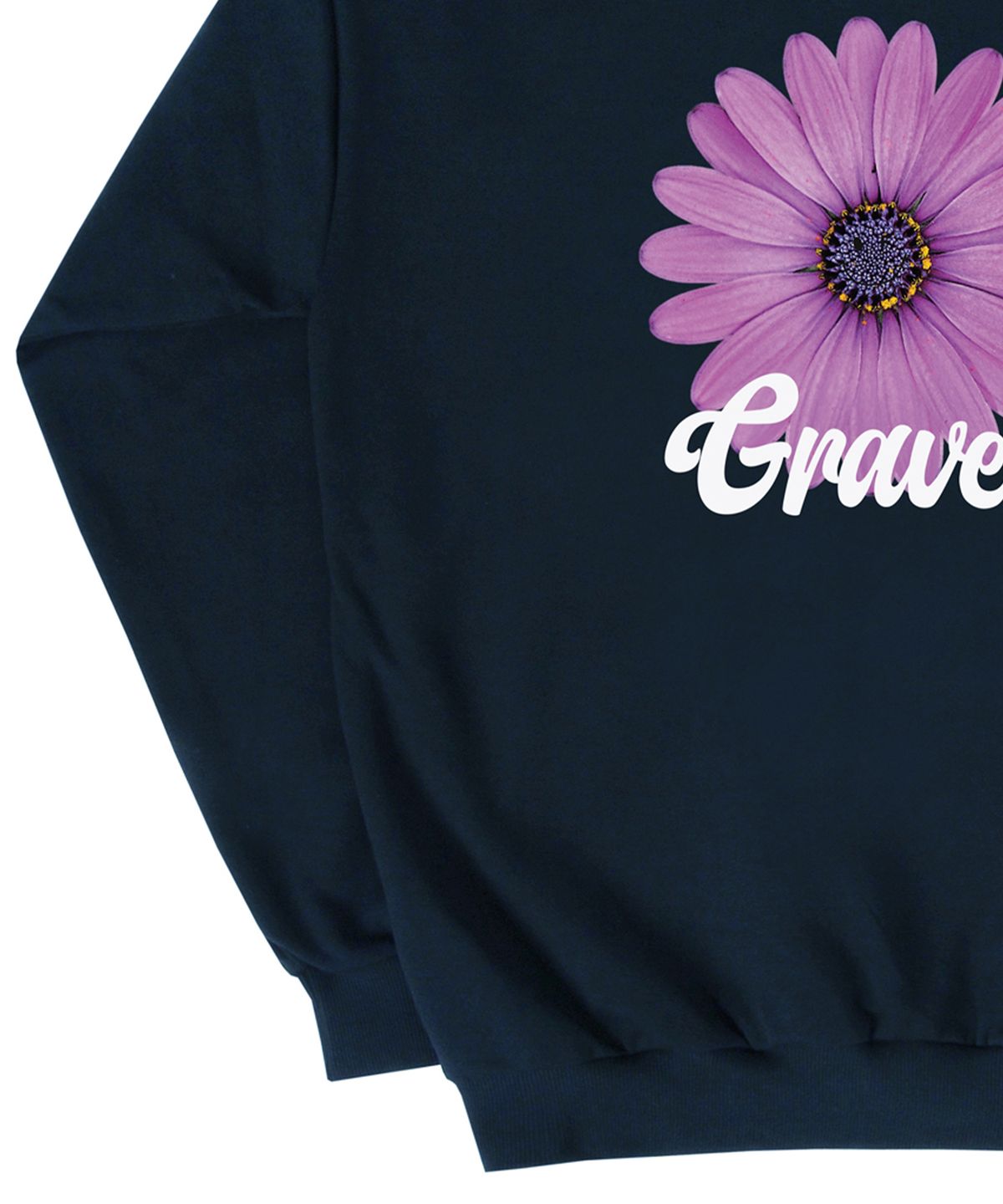 그레이버(GRAVER) [UNISEX]백 퍼플 데이지플라워 스마일 후드티_네이비