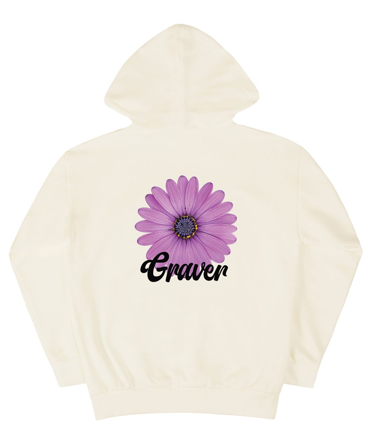 그레이버(GRAVER) [UNISEX]백 퍼플 데이지플라워 스마일 후드티_크림