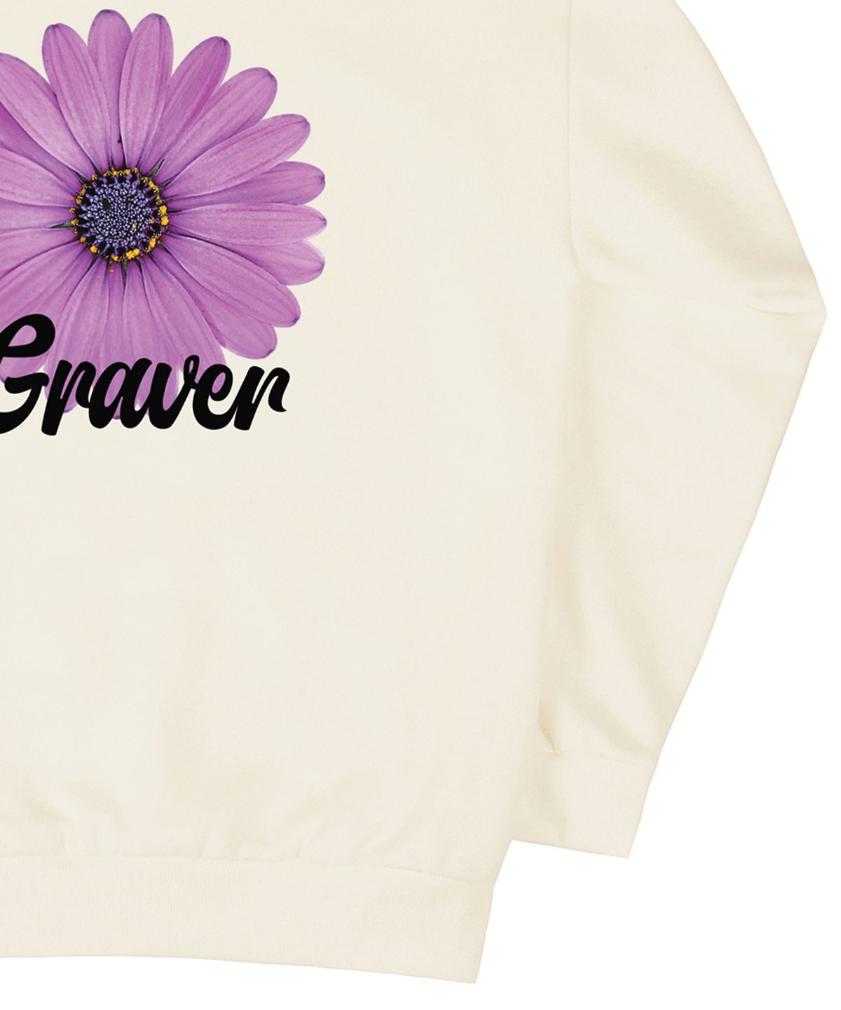 그레이버(GRAVER) [UNISEX]백 퍼플 데이지플라워 스마일 후드티_크림