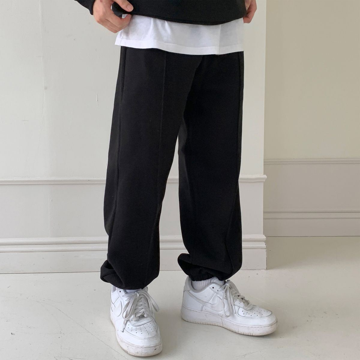 락트개러지(ROCKED GARAGE) [UNISEX] 핀턱 와이드 스웨트 조거 팬츠