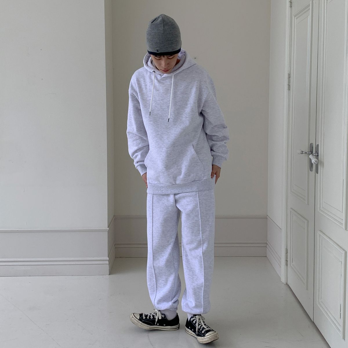 락트개러지(ROCKED GARAGE) [UNISEX] 핀턱 와이드 스웨트 조거 팬츠