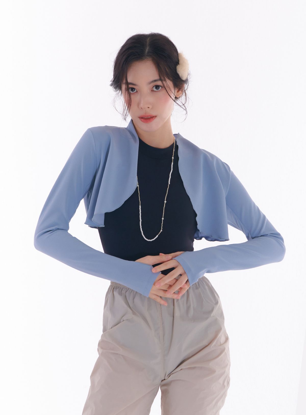 레르(LER) 루즈핏 볼레로 스카이블루 L23OT01SB