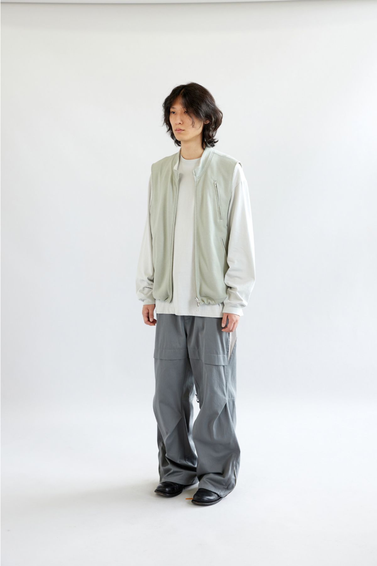 해칭룸(HATCHINGROOM) Reversible Jersey Vest Olive Grey