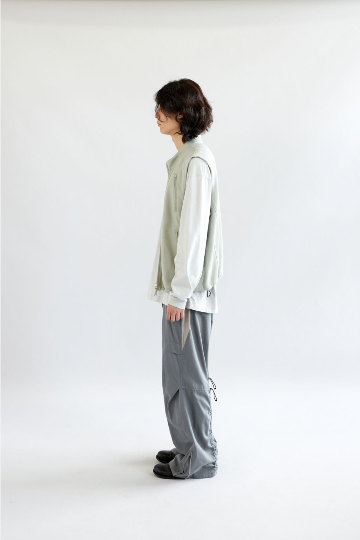 해칭룸(HATCHINGROOM) Reversible Jersey Vest Olive Grey