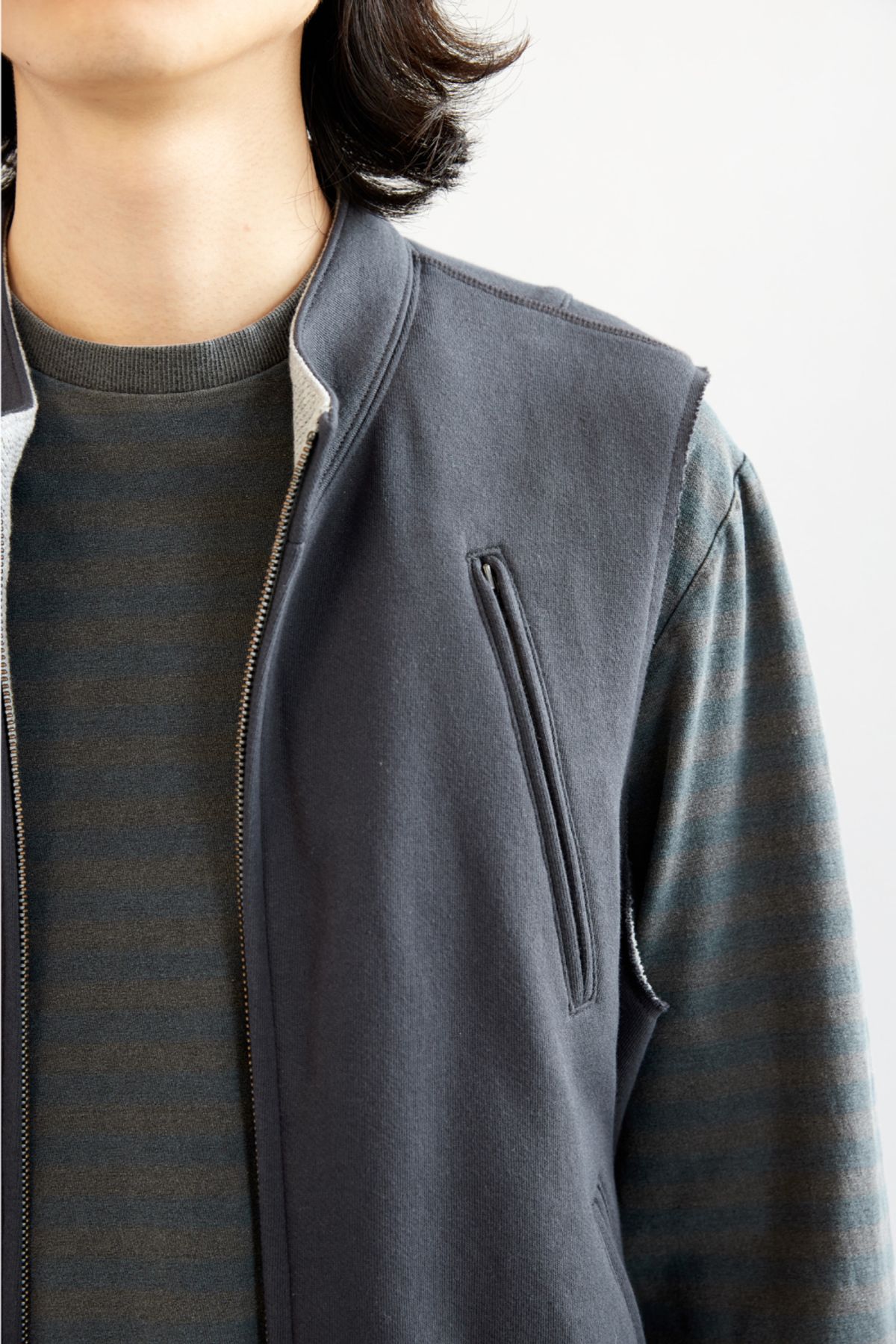 해칭룸(HATCHINGROOM) Reversible Jersey Vest Washed Navy