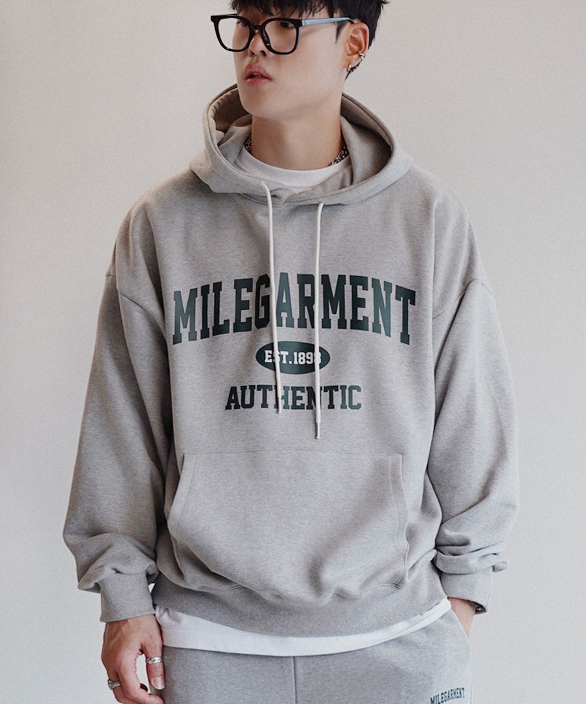 더마일(THEMILE) MILE GARMENTS SWEAT HOODIE [GREY]