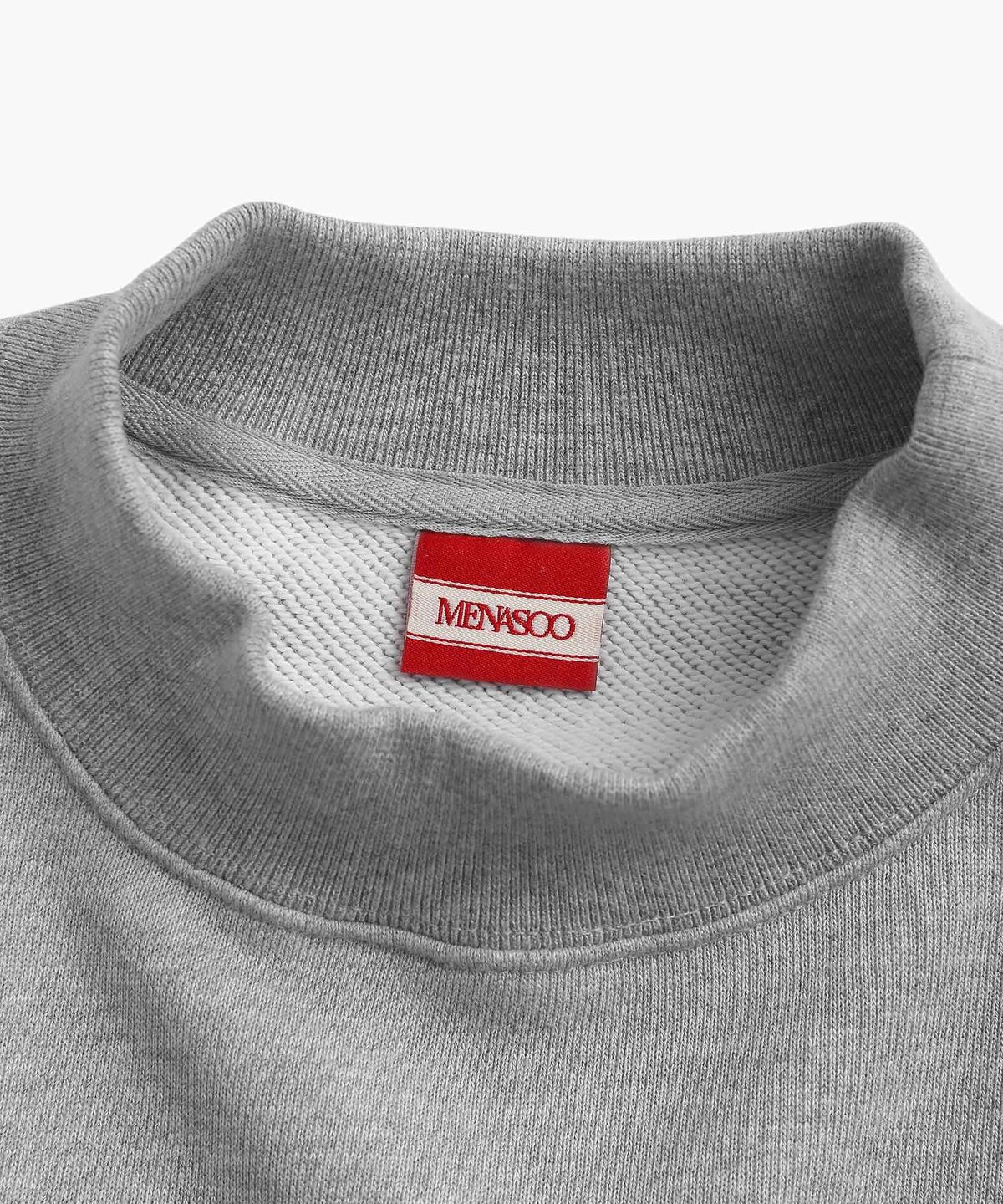 미나수(MENASOO) UNISEX HERITAGE EMBLEM MOCK-NECK SWEATSHIRT MELANGE