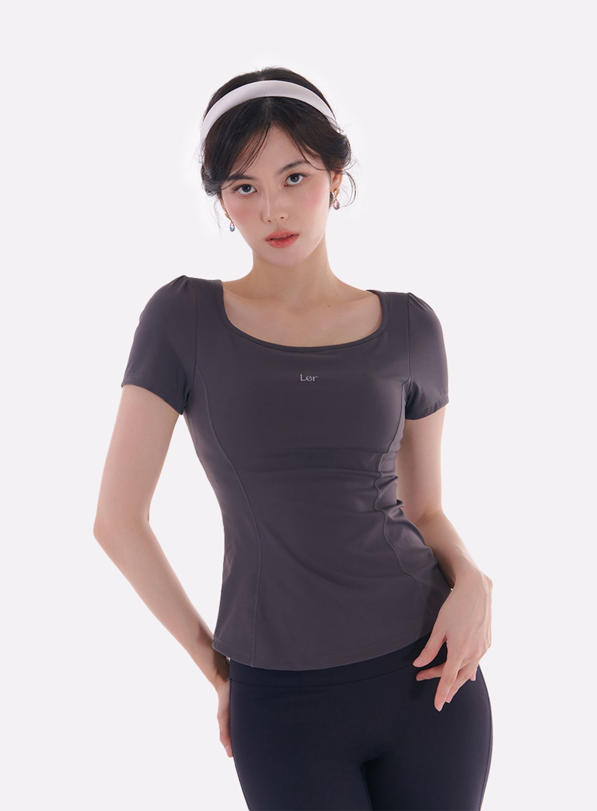 레르(LER) 부츠컷 롱 레깅스 블랙 L23PT01BK