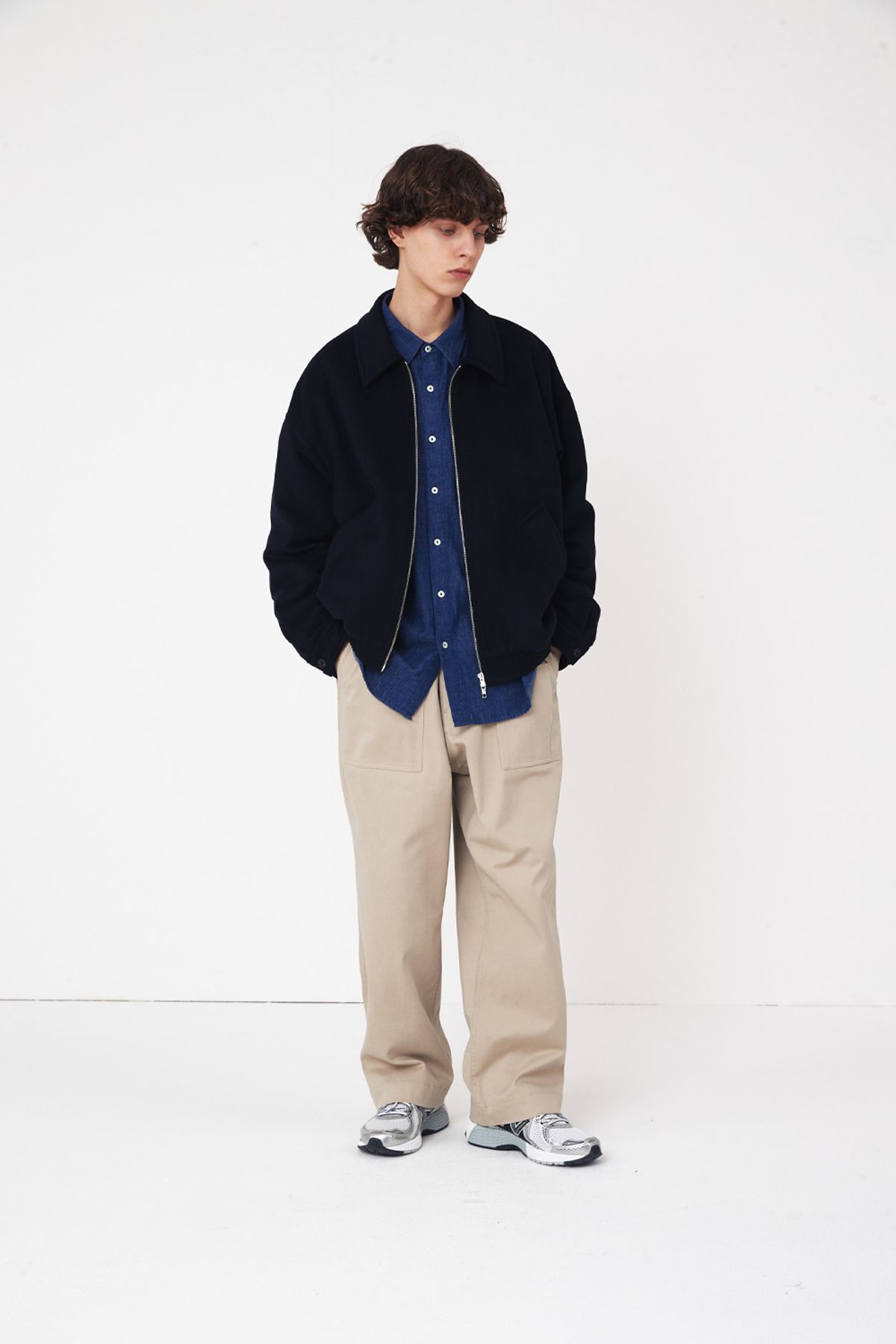 홀리선(HORLISUN) Mayor Wool Blouson Jacket Navy