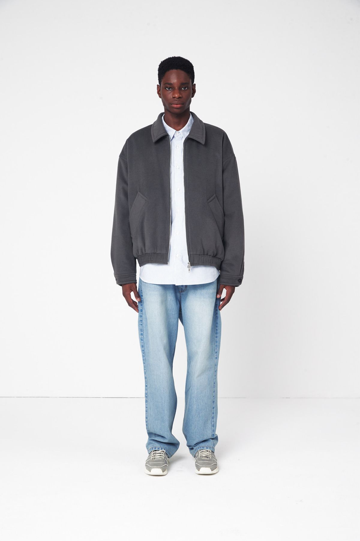 홀리선(HORLISUN) Mayor Wool Blouson Jacket Dark Gray
