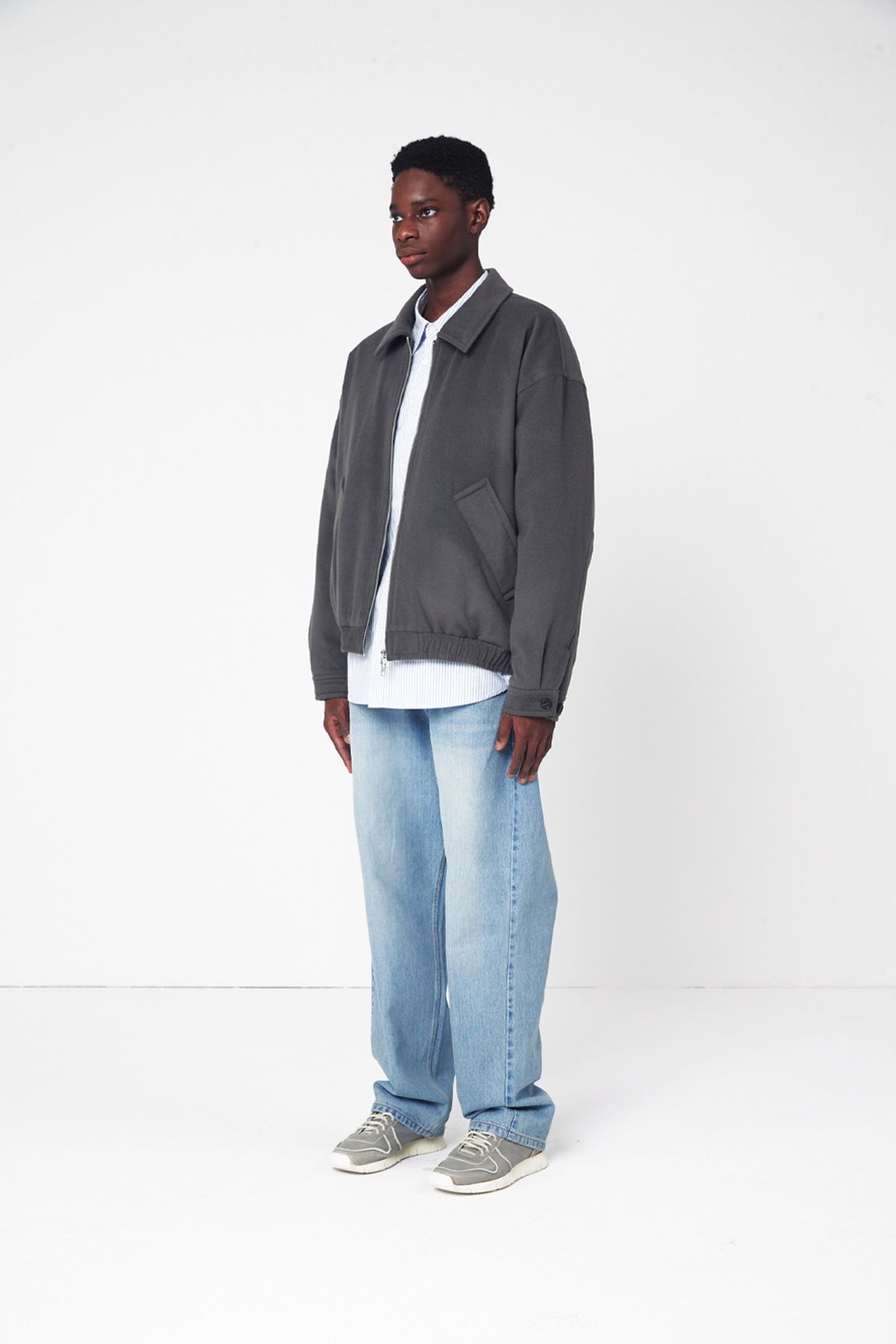 홀리선(HORLISUN) Mayor Wool Blouson Jacket Dark Gray