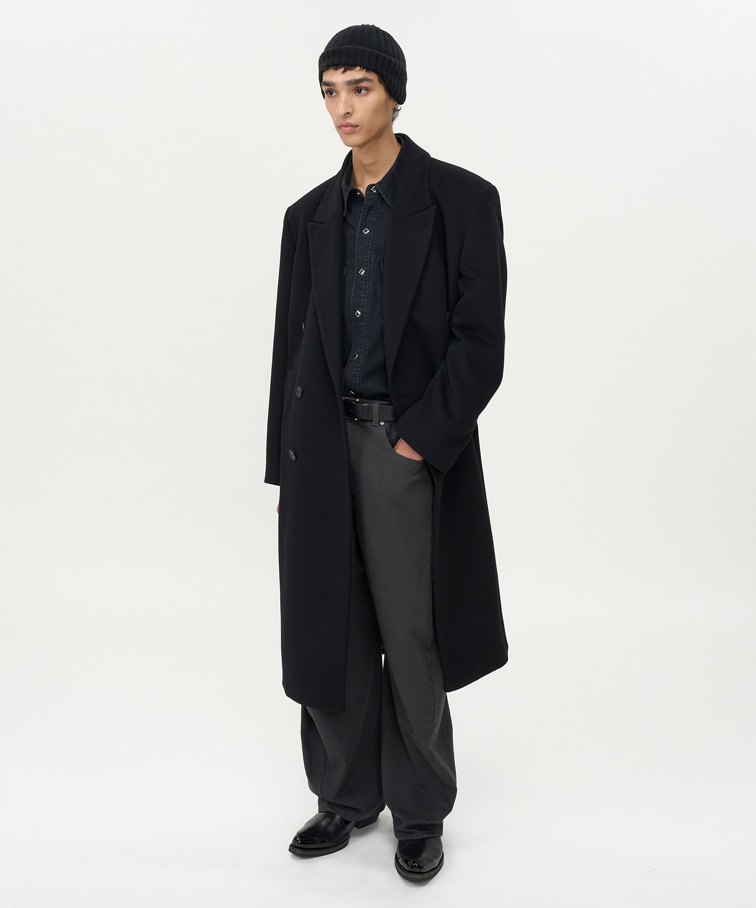 ジャケット・アウター INSILENCE cashmere peaked double coat MUSINSA | INSILENCE Mapel Cashmere Peaked Double Coat BLACK