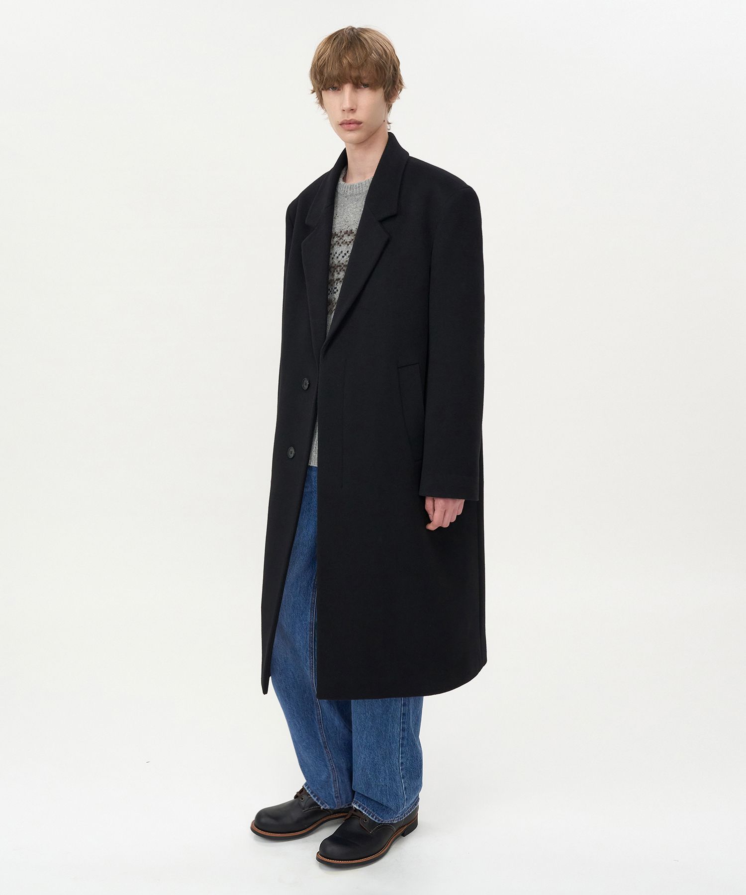 INSILENCE ブラックロングコート MUSINSA公式 | INSILENCE マペルカシミヤシングルコート BLACK