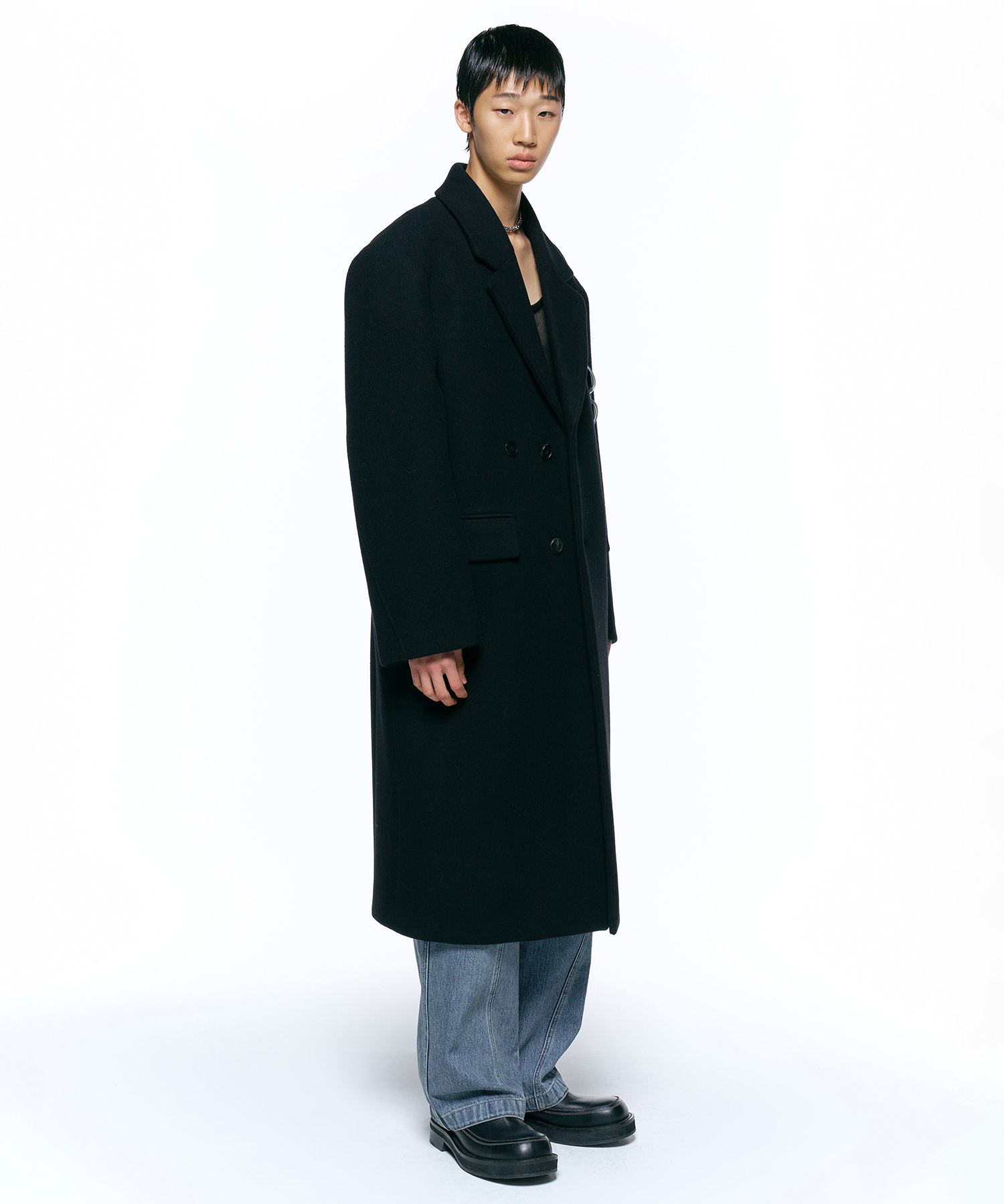 INSILENCE ブラックロングコート MUSINSA公式 | INSILENCE ニューフェルト オーバーサイズコート BLACK
