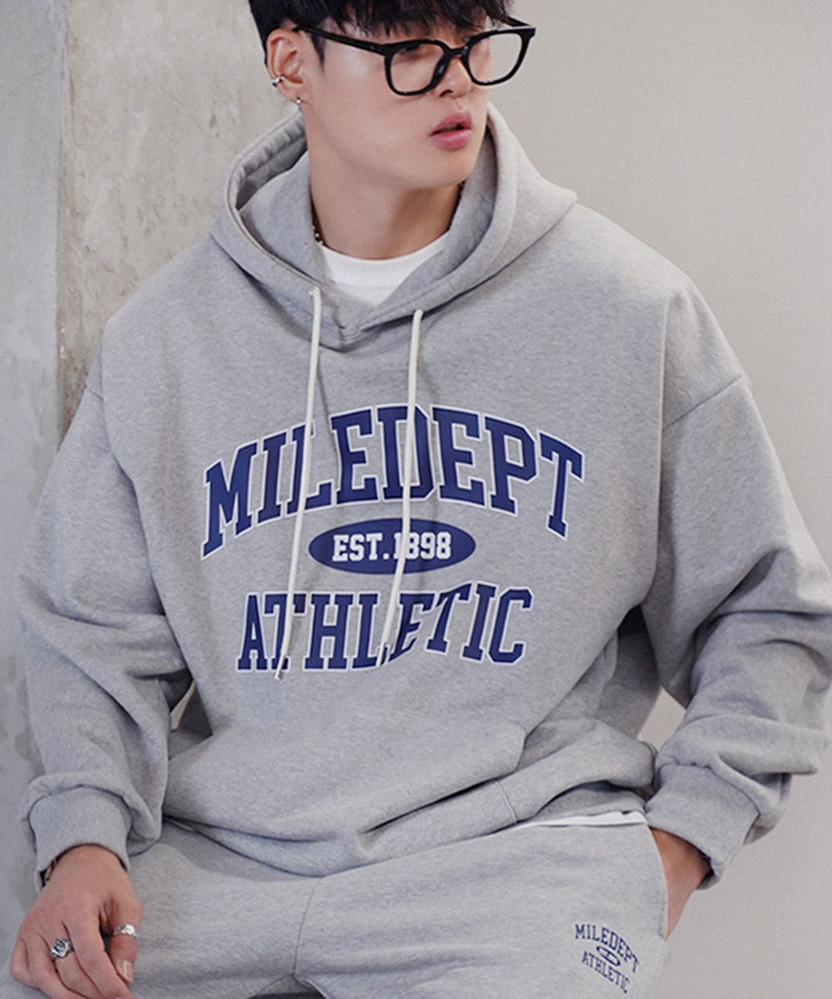 더마일(THEMILE) MILE DEPT SWEAT HOODIE [GREY]