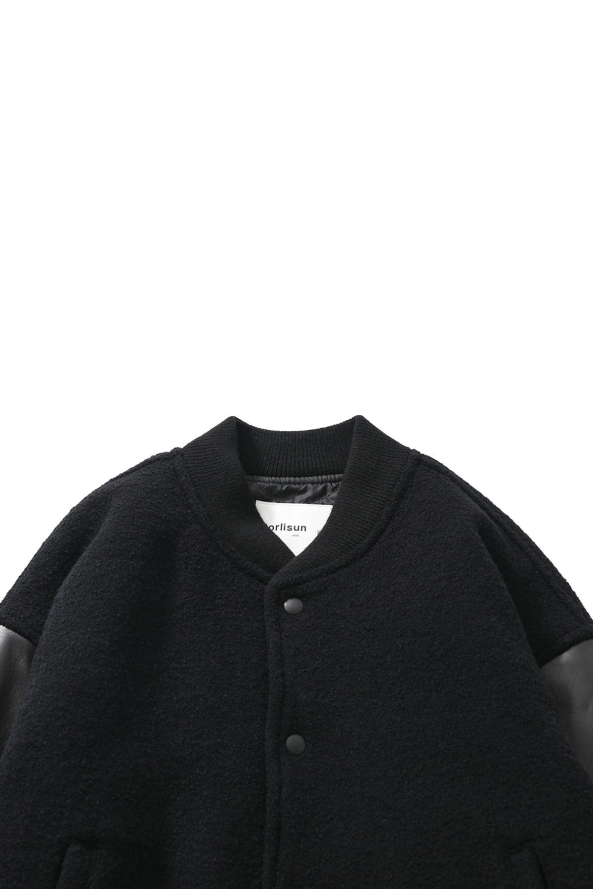 홀리선(HORLISUN) Header Leather Wool Stadium Jacket Black